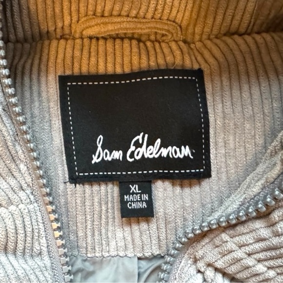 SAM EDELMAN Quilted Corduroy Hooded Puffer Jacket - XL - Picture 12 of 16